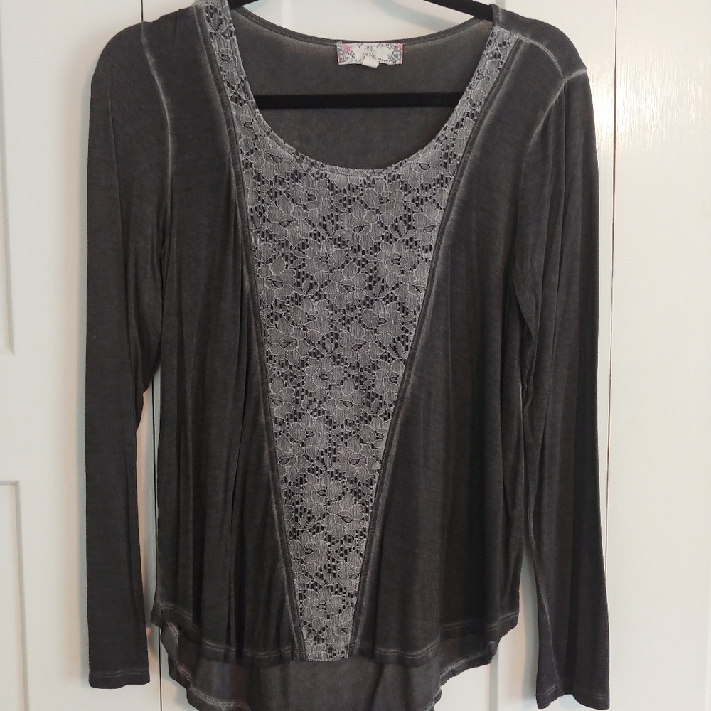 Pink Rose grey long-sleeve top